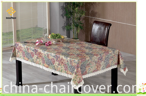 PVC Printed Embossing and Gold Patterns Tablecloth with Nonwoven Backing